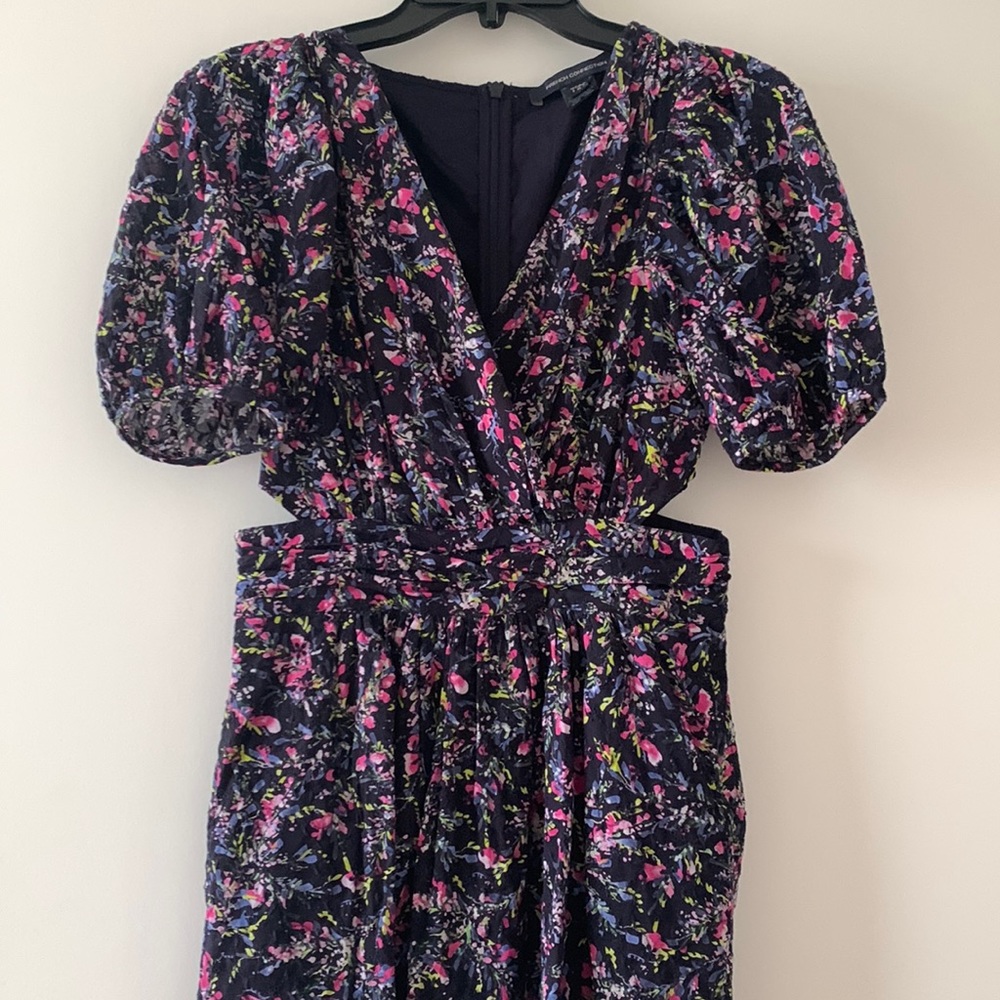 Navy floral print mini dress